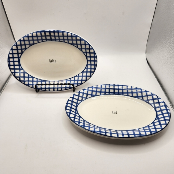 Rae Dunn Other - Rae Dunn Blue & White Checkered Appetizer/Dessert Plates, Set of 2